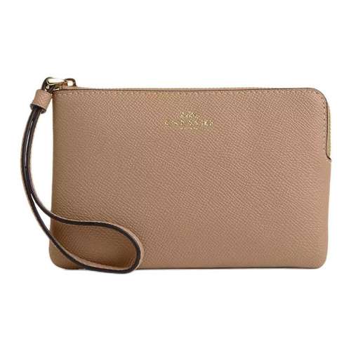 COACH Corner Zip Переработанная кожа Обхват запястья Клатч Маленький Женский Умбра