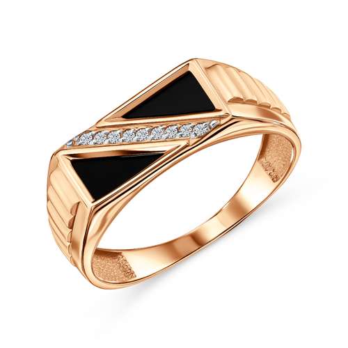 Золотая печатка с фианитами