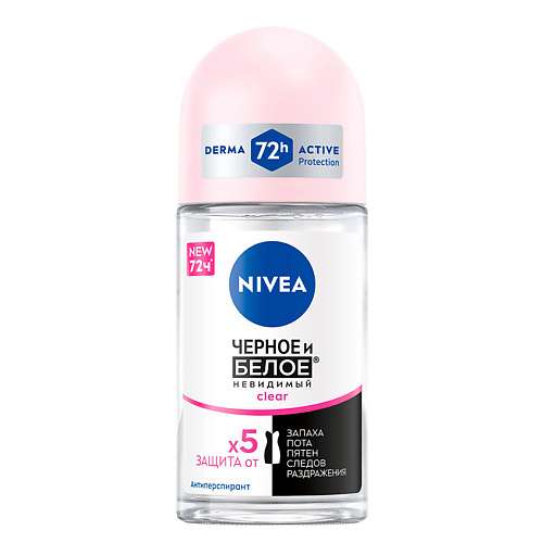 NIVEA Дезодорант-антиперспирант шариковый  "Черное и Белое" невидимый Clear