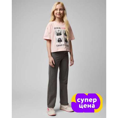 Брюки для девочек:Серый:128