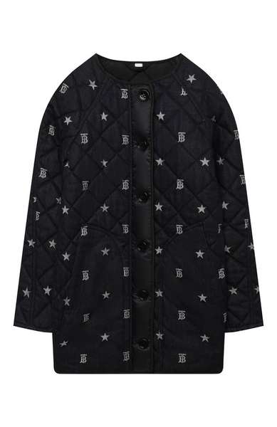 Детское: Стеганое пальто из хлопка Burberry