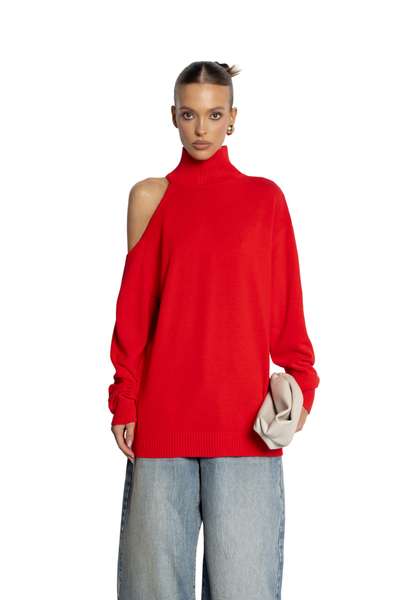 Джемпер асимметричный с вырезом на плече