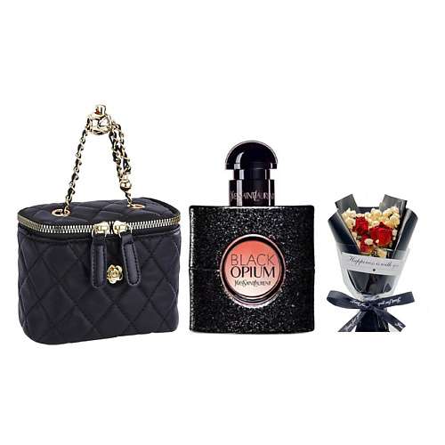 YVES SAINT LAURENT Парфюмерный набор Black Opium +Букет+Сумка