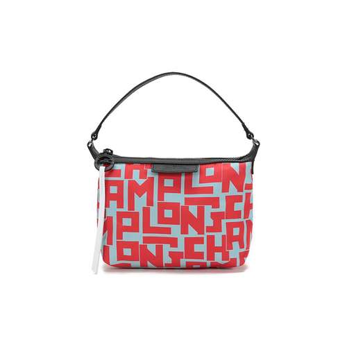LONGCHAMP Le Pliage Ткань Сумка Маленькая Женская Светло-Синяя и Красная