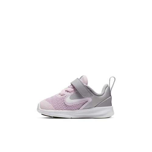 Nike Downshifter 9 Противоскользящая Амортизация Устойчивая к износу Низкий Верх Обувь для малышей Розовый Серый