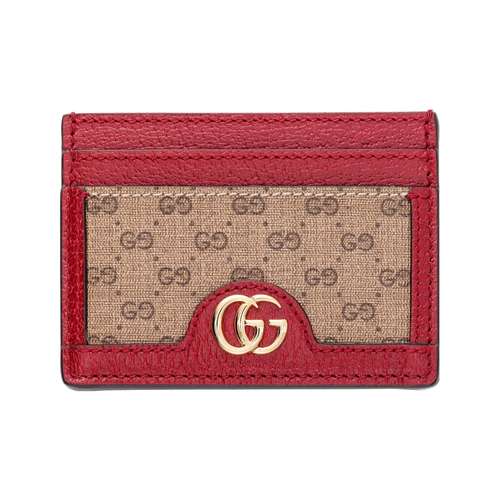 GUCCI Doraemon Коллаборация Холст с кожей Картхолдер Унисекс Эбеновое дерево Красный