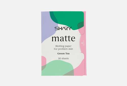 Матирующие салфетки для проблемной кожи лица | Shary | Matte blotting paper for problem skin Green Tea