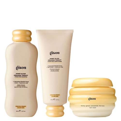 GISOU Набор для волос Honey Gloss Ceramide Шампунь+Кондийионер+ маска