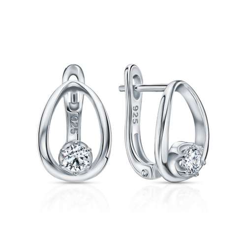 Серьги из серебра с фианитами