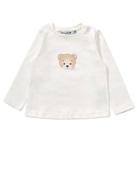 Лонгслив хлопковый, MOTHERBEAR, 1U21JRTSH002-IVORY