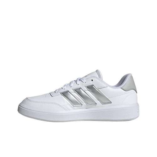Adidas COURTBLOCK Противоскользящие Устойчивые к истиранию Низкие Кроссовки для скейтбординга Женские Белые Серебряные