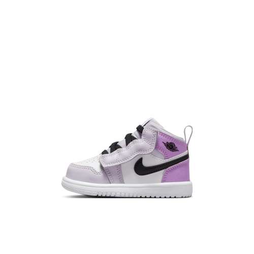 Jordan Air Jordan 1 MID TD Легкий Устойчивый к истиранию Верх Обувь для малышей Белый Фиолетовый Для младенцев и малышей