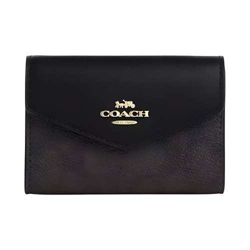 COACH Flap Card Case Покрытый холст Кошелек Держатель для карт Стандартный (Стандартный) Женский Черный