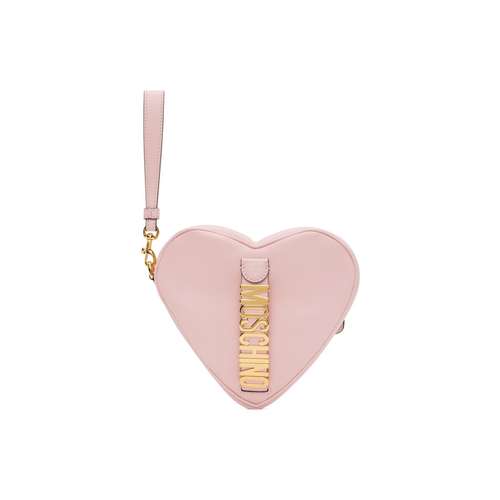 MOSCHINO Клатч из телячьей кожи женский розовый