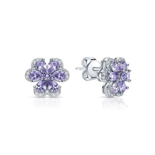Серьги из серебра с фианитами