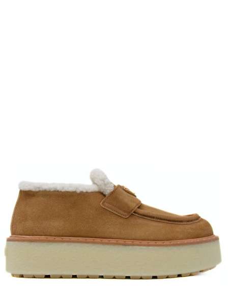Лоферы замшевые на меху, PRADA, 1D717N F ZG50 X0O