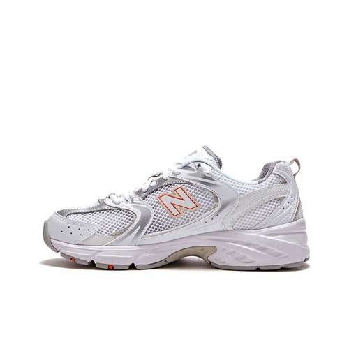 New Balance NB 530 Текстиль Синтетическая кожа Низкий топ Повседневные беговые кроссовки Унисекс Белый Оранжевый