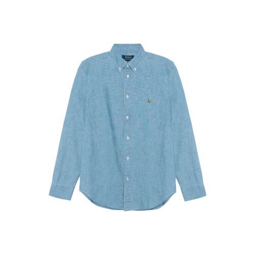 Polo Ralph Lauren SS23 Однотонная Рубашка Весенне-Летняя Осенняя Детская Синяя