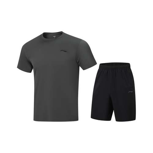 Li NING Fitness Series Спортивный костюм мужской серый черный