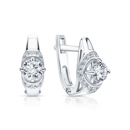 Серьги из серебра с фианитами