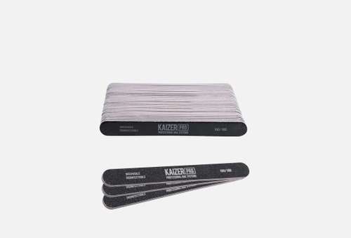 Пилка для ногтей 100/180 | Kaizer Professional | plastic-based file, soft, straight, length 180 mm., color black