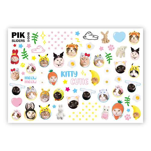 PIK Слайдеры для ногтей P-048 Котики
