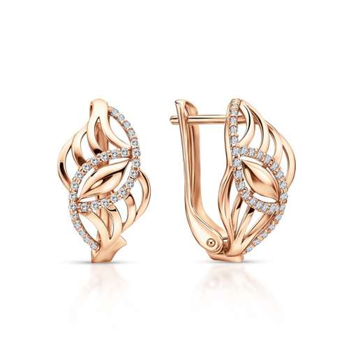 Золотые серьги с фианитами