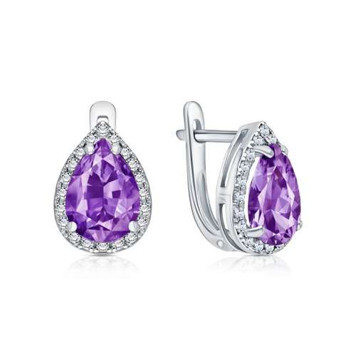 Серьги из серебра с фианитами