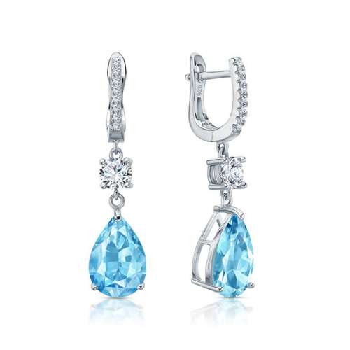 Серьги из серебра с фианитами