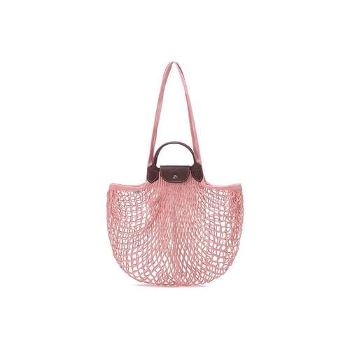 LONGCHAMP Le Pliage Ткань Сетка Карман Кожаный Вставка Сумка Большая Женская Розовая