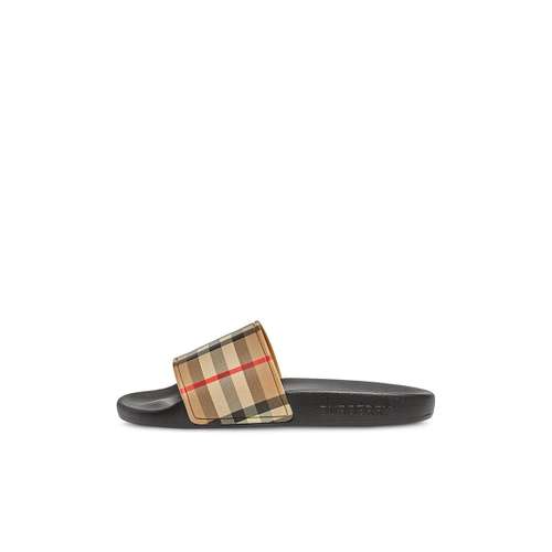 Burberry Детские домашние тапочки Черный Бежевый для детей 3-7 лет