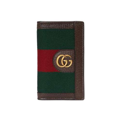 GUCCI Canvas с кожаными вставками кошелек мужской коричневый зеленый красный