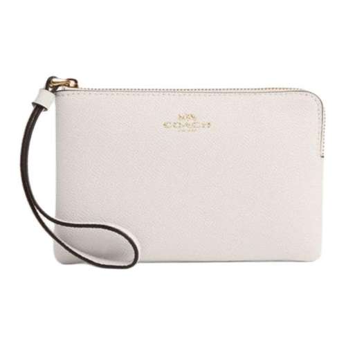 COACH Corner Zip Переработанная кожа Обхват запястья Сумка Маленькая Женская Стинг Белый