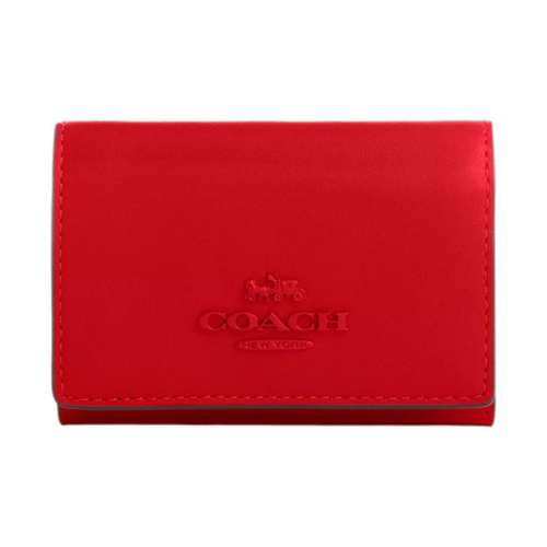 COACH Micro Телячья кожа Кошелек Женский Серебряный и Яркий POPPY