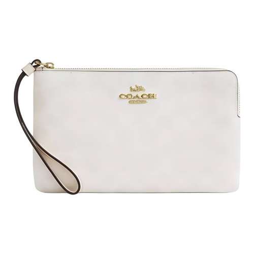 COACH Corner Zip Покрытый холст Клатч Маленький Женский Белый