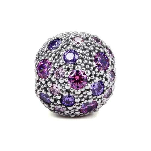 Pandora Sterling Silver 925 пробы, Кубический цирконий, Ювелирные аксессуары, Розово-фиолетовый, Женские