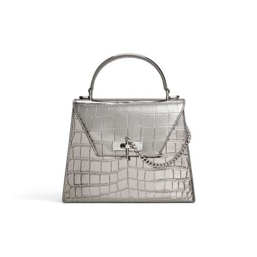 CHARLES&KEITH Винтажная элегантная сумка Келли с застежкой PU женская маленькая оловянно-серый