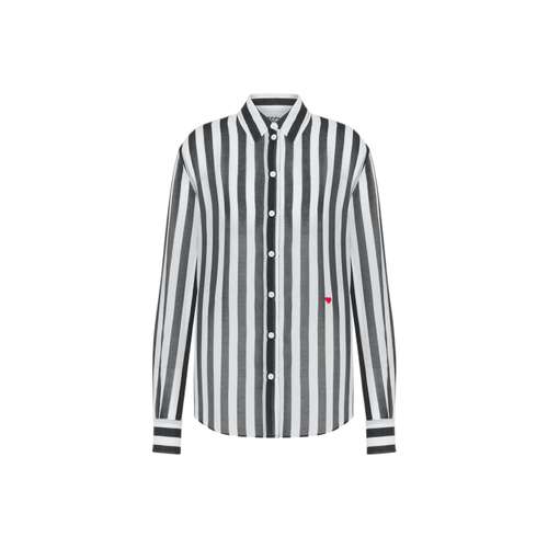 MOSCHINO Archive Полосы Хлопок и Шелк Муслин Рубашка Женская Черная