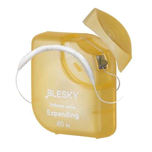 BLESKY Зубная нить вощеная расширяющаяся (expanding), объемная, толстая, мятная