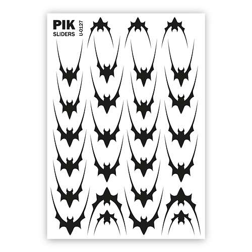 PIK Слайдеры для ногтей P-127 Черный френч летучие мыши