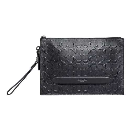 COACH Pouch Кожа Сумка для документов Доска для ноутбука Обхват запястья Сумка Клатч Сумка Большая Мужская Черная