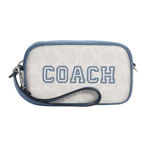 COACH Jamie Искусственная кожа Обхват запястья Сумка Клатч Сумка Маленькая Женская Мел Белый и Индиго
