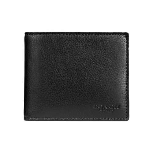 COACH 3 IN 1 Wallet Гладкая телячья кожа Мужской кошелек Черный