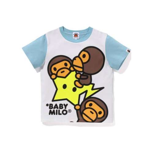 A BATHING APE Детская одежда Малыш Миро (фиолетовый) STA Светящийся с принтом футболка T-рубашка для малыша