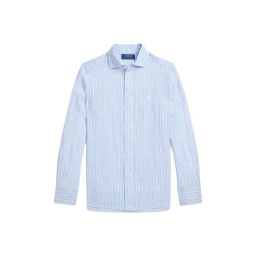 Polo Ralph Lauren SS25 Полосатая рубашка Осенний Летний Разборный обруч Детский Синий