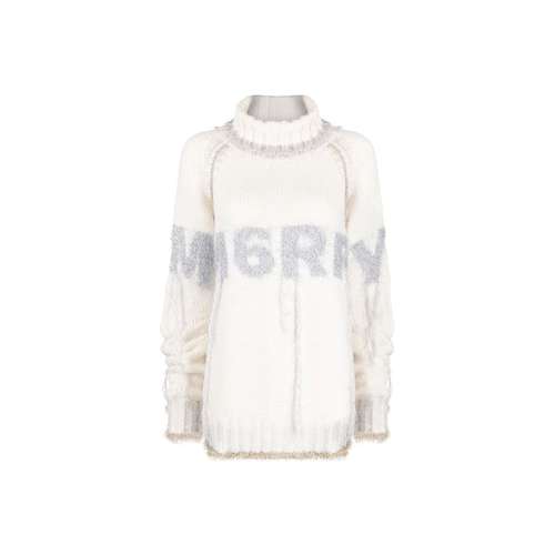 MM6 Maison Margiela FW22 Плюшевый свитер с круглым узором женский белый
