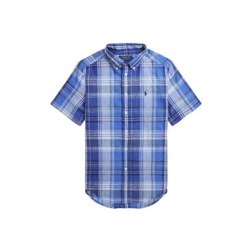 Polo Ralph Lauren SS24 Логотип бренда Клетчатая рубашка Летняя для подростков Синяя многоцветная
