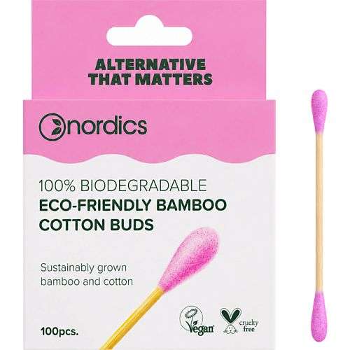 NORDICS Бамбуковые ватные палочки розовые Eco-Friendly Bamboo Cotton Buds