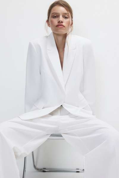 Пиджак однобортный из ткани со льном