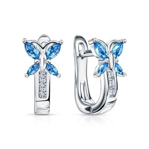 Серьги из серебра с фианитами